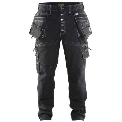 2 Fermetures Éclair TMG® Pantalon de Travail pour Couvreur Noir 400gsm Homme 