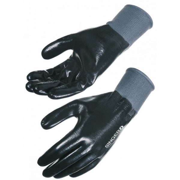 Pack 10 gants tout enduit nitrile lisse SINGER SAFETY NYM157NB