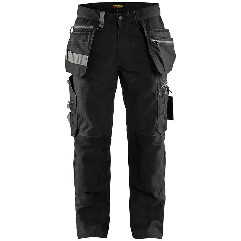 Achat Pantalon de travail multipoches noir avec genouillères amovib