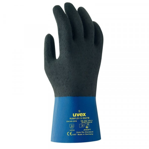 10 paires de gants produits chimiques Rubiflex S XG27B UVEX 60560
