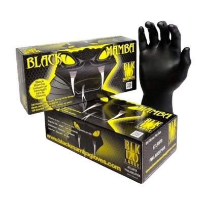 BLACKMAMBA - Boîte de 100 gants jetables nitrile noir M