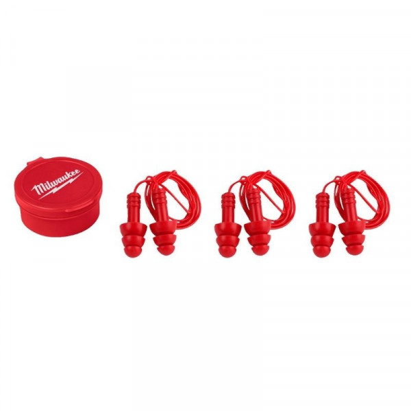 MILWAUKEE 3 paires de bouchons d'oreilles réutilisables - 4932471904